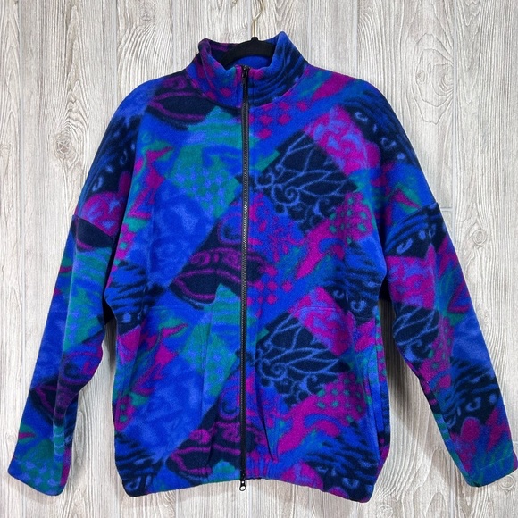 Kenyon Polartec Vintage Geometric Abstract Unisex Fleece Multicolor Jacket SZ S - Picture 1 of 15